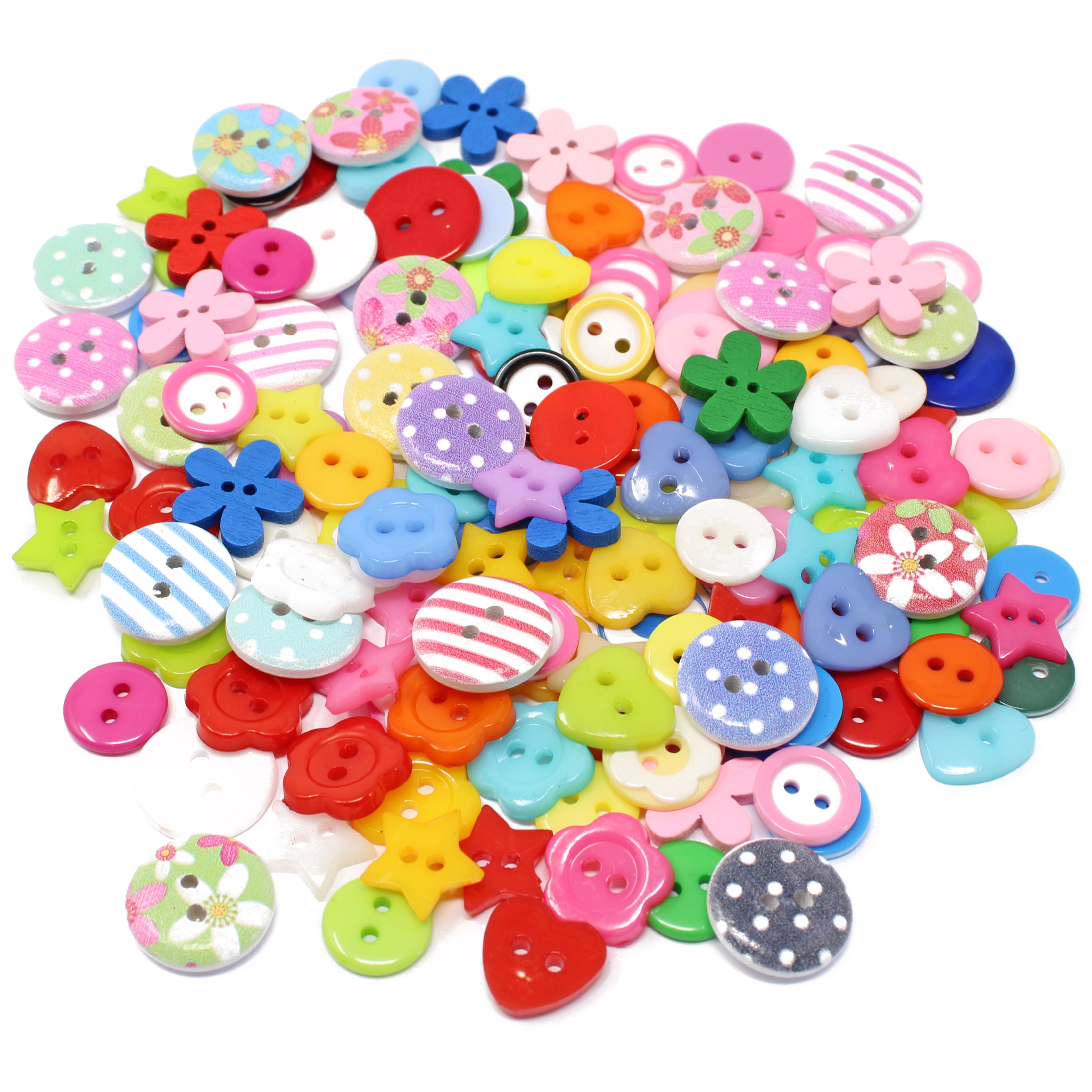 Renashed 50Pcs Mixed Color Design Wooden Buttons in Bulk for Crafts  Scrapbooking or Sewing and DIY Craft (30mm)