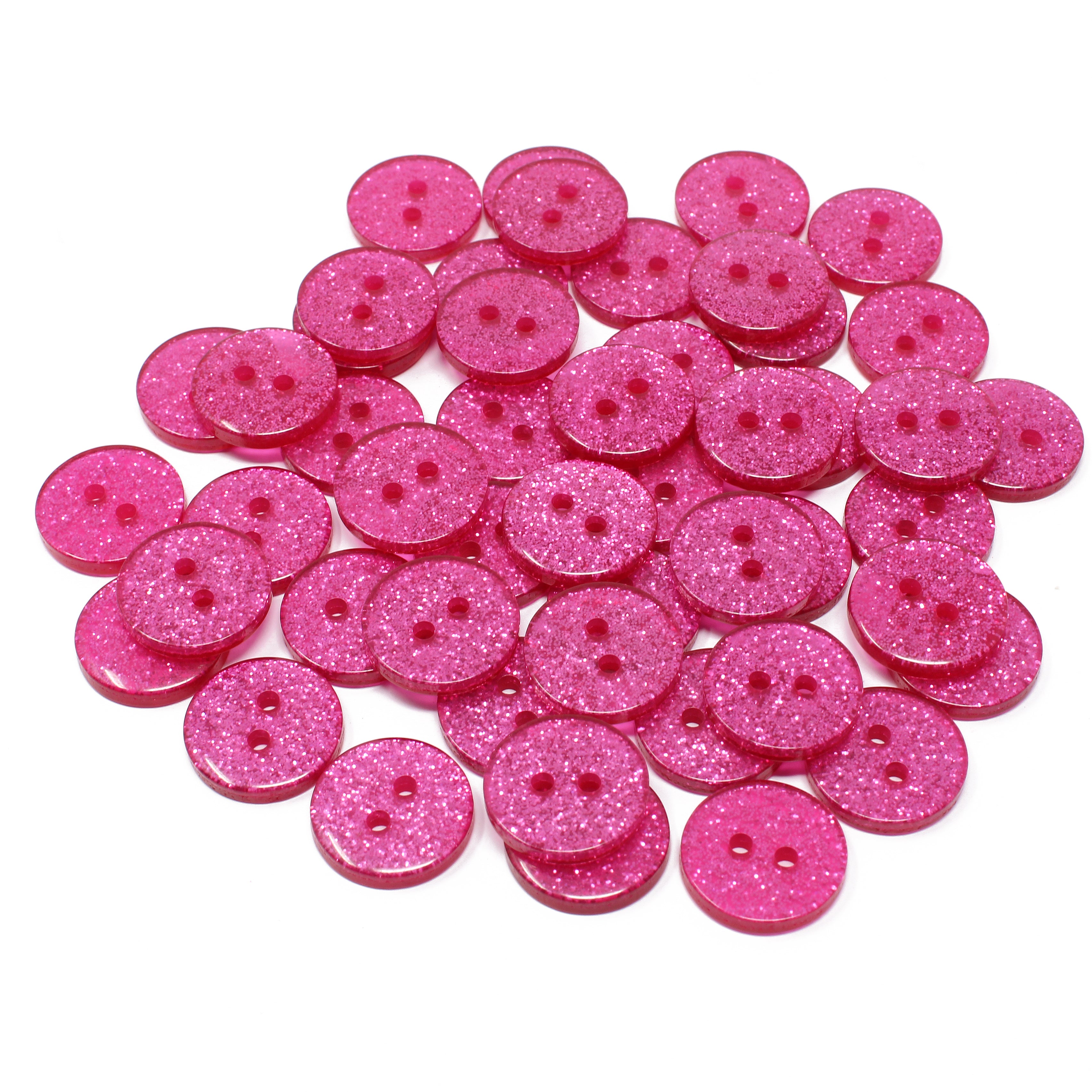 10 Pink Glitter Sewing Buttons 15mm 5/8in Pink Sparkly Buttons -  UK