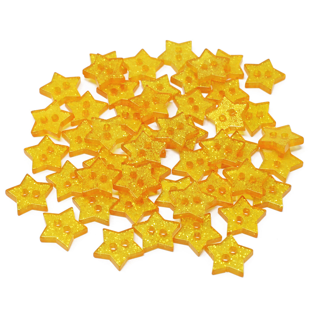 Glitter star buttons gold tone 17mm a set of 6