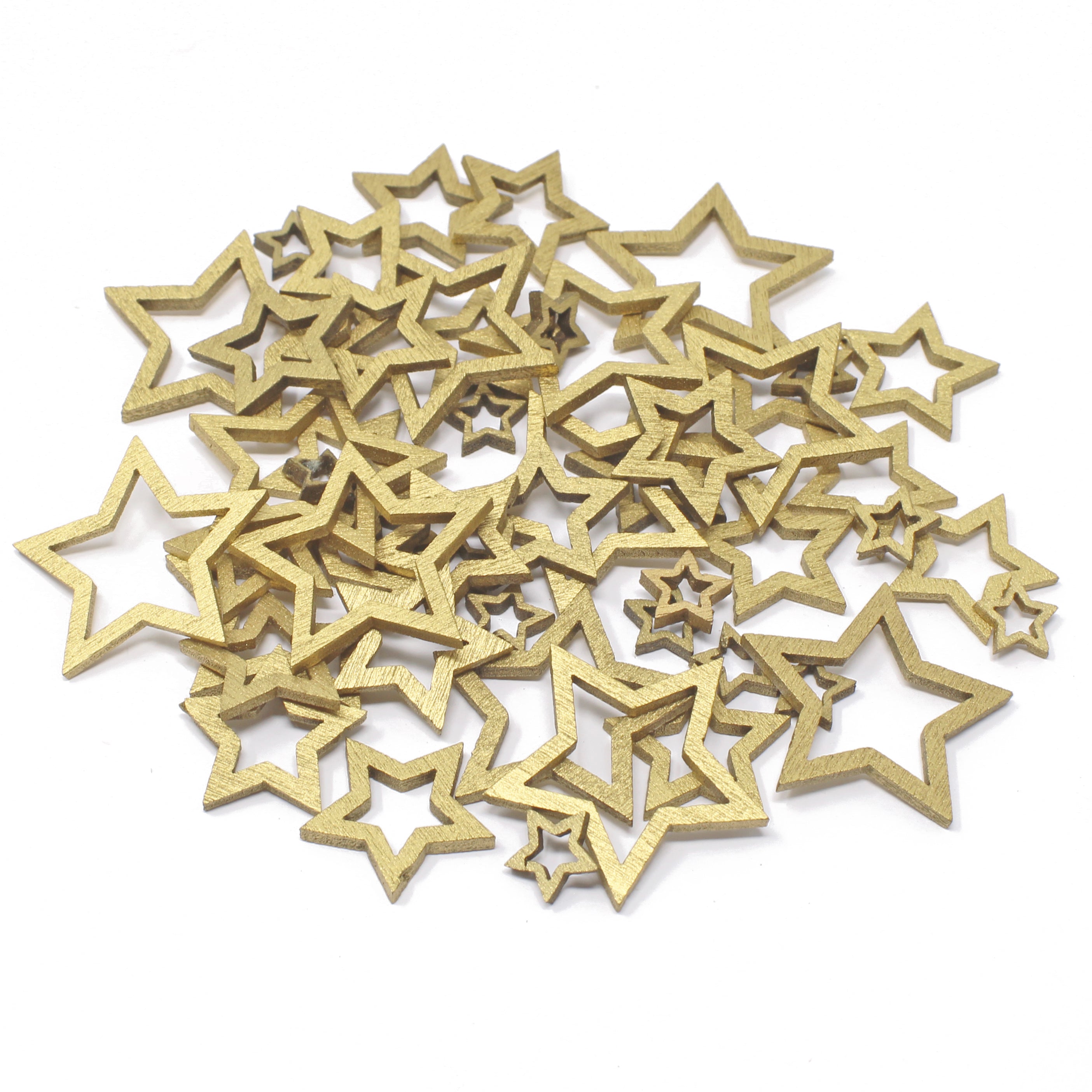 50 Piece 30mm Unfinished Hollow Wooden Shape Star Embellishments for Crafts