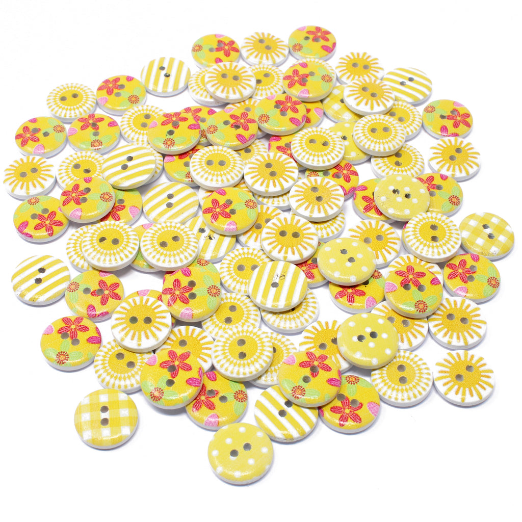 E-outstanding 100PCS Mixed Wooden Button 15mm Mixed 2 Holes Round Wood  Craft Bulk Buttons Decorative Button for Sewing Craf, 15mm